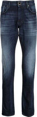 Faded-Effect Straight-Leg Denim Trousers