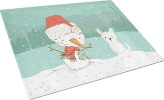 CK2097LCB Westie Terrier Snowman Christmas Glass Cutting Board