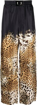 Leopard-Print Straight-Leg Trousers-AA