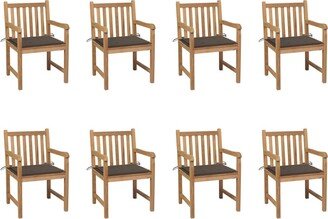 Patio Chairs 8 pcs with Taupe Cushions Solid Teak Wood - 22.8 x 23.6 x 35.4