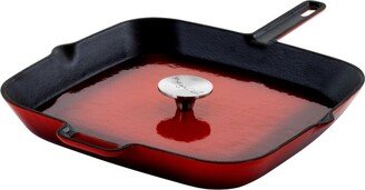 Megachef 11In Square Enamel Cast Iron Grill Pan With Press-AA