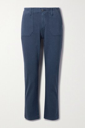 Mayslie Cropped Stretch Cotton-blend Straight-leg Pants - Blue