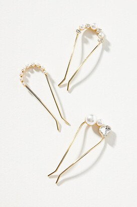 By Anthropologie Pearl & Crystal Embellished Hair Pins, Set of 3