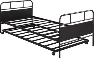 Metal Daybed Platform Bed Frame with Trundle