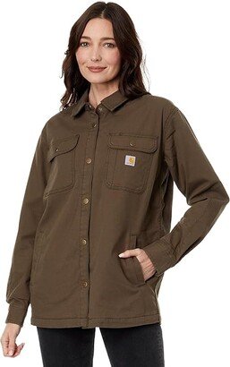 Rugged Flex(r) Loose Fit Canvas Fleece-Lined Shirt Jacket (Tarmac) Women's Clothing