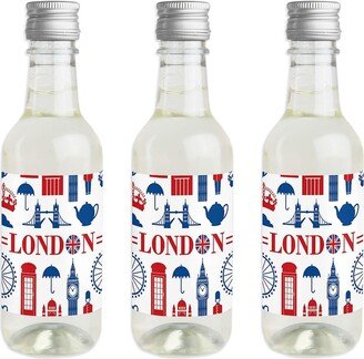 Big Dot Of Happiness Cheerio, London - Mini Wine Bottle Stickers - British Uk Party Favor Gift 16 Ct