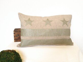 Washington D.c. Flag Pillow Cover - Linen & Champagne Metallic