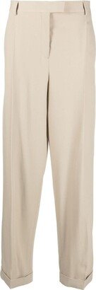 Pleat-Detail Wool Tailored Trousers