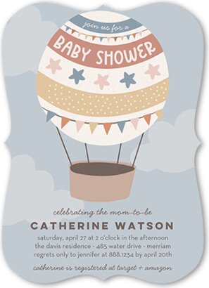 Baby Shower Invitations: Balloon Travels Baby Shower Invitation, Grey, 5X7, Matte, Signature Smooth Cardstock, Bracket