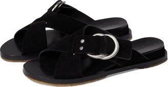 Beau Cross Strap Slide (Black Suede) Women's Shoes