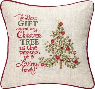 Merry Poinsettia Gift 16 x 16 Embroidered Throw Pillow