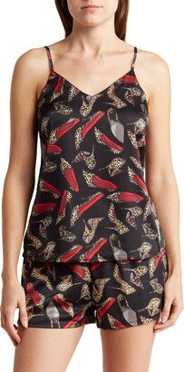 Leopard Print Satin Camisole & Shorts Pajamas