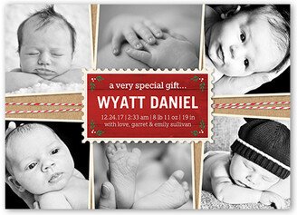 Birth Announcements: Special Gift Birth Announcement, Red, Luxe Double-Thick Cardstock, Square