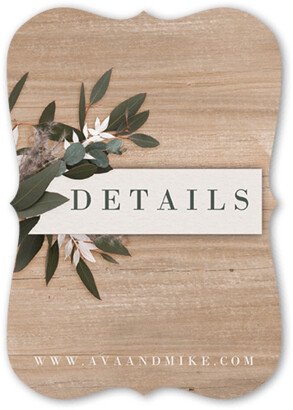 Enclosure Cards: Rustic Foliage Wedding Enclosure Card, Beige, Pearl Shimmer Cardstock, Bracket