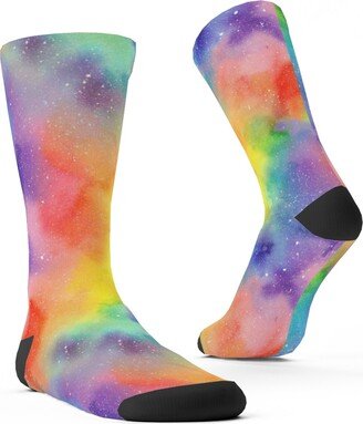 Socks: Watercolor Rainbow - Multi Custom Socks, Multicolor