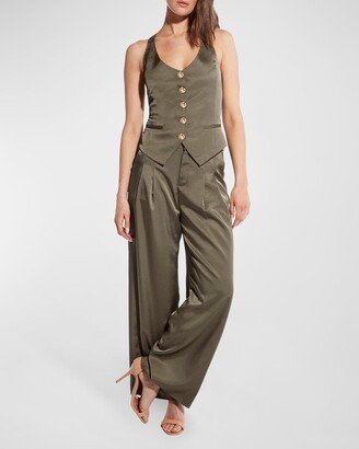 Sasha Pleated Wide-Leg Trousers