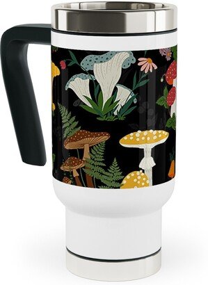 Travel Mugs: Mushroom Garden - Multi Travel Mug With Handle, 17Oz, Multicolor