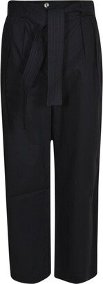 Belted-Waist Wide-Leg Trousers-AB