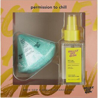 Holler and Glow Permission To Chill Bath Gem and Body Fragrance Duo - 2ct/8.59oz