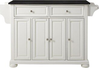 Alexandria Solid Black Granite Top Kitchen Island - White