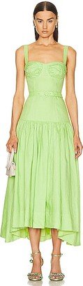 Drenica Drop Waist Corset Midi Dress in Green