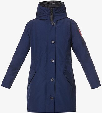 Womens Atlantic Navy Rossclair Logo-patch Shell-down Coat