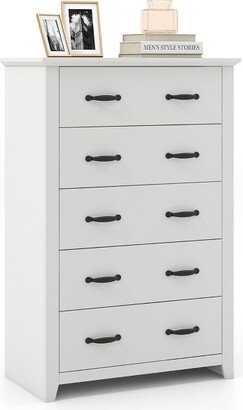 5 Drawer Chest Storage Dresser Tall Cabinet Organizer Bedroom Hallway White