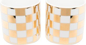 Sibilla check-pattern mugs (set of 2)