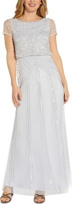 Petite Beaded Short-Sleeve Gown