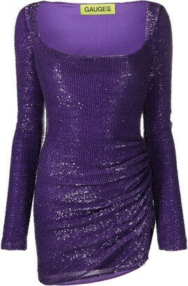 Sequin-Embellished Long-Sleeve Minidress