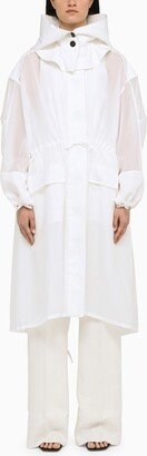 Lightweight white silk parka