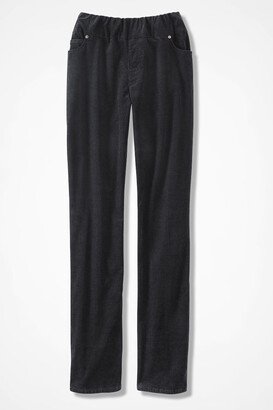 Women's Pull-On Bootcut Stretch Corduroys Pants - Black - 6P - Petite Size