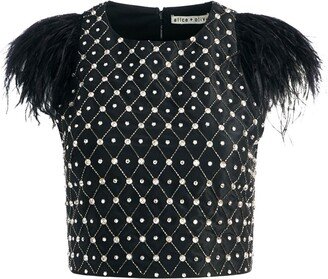 Takisha crystal-embellished cropped top