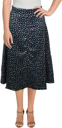 Womens Printed Button Down A-Line Skirt