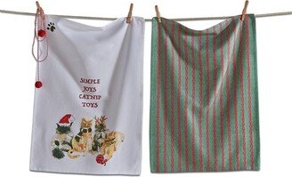 tagltd Holiday Cats Flour Sack Dishtowel Set Of 2