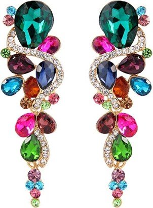 Liv Oliver 18k Gold Multi Color Chandelier Earrings
