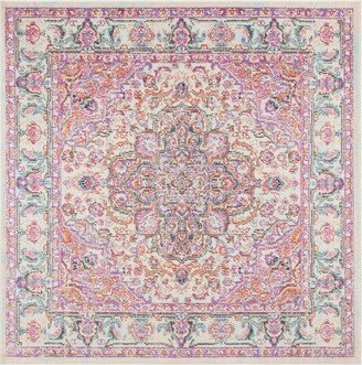 Madison MAD259 Power Loomed Area Rug - Beige/Fuchsia - 6'7x6'7