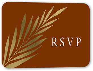 Rsvp Cards: Brilliant Pampas Wedding Response Card, Brown, Gold Foil, Signature Smooth Cardstock, Rounded