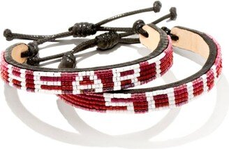 Heart & Soul Beaded Friendship Bracelets Set of 2 in Red Ombre Mix