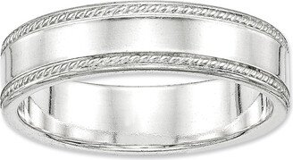 Men's 6.0mm Comfort Fit Rope Edge Wedding Band in Sterling Silver