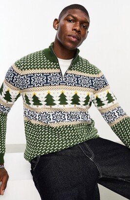 Christmas Fair Isle Quarter Zip Sweater