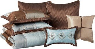 Gracie Mills 8-pc Lincoln Square Comforter Set, Brown - Queen