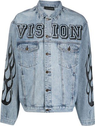 Logo-Print Denim Jacket-AK