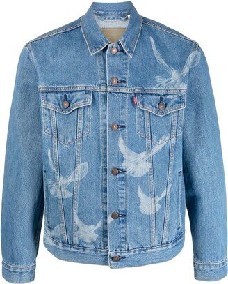 Bird-Print Denim Jacket