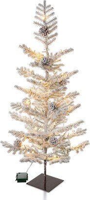 3' Pre-Lit Upward Wrapped Flocked Pine Christmas Table Tree with White Lights