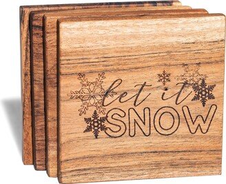 Let It Snow Coaster Set - Winter Gift Ideas Christmas Decorations Snowflake Home Accessories Simple House Accents