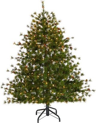 5’ Colorado Mountain Pine Prelit LED Artificial Christmas Tree with Pine Cones