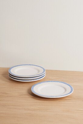 Soho Home - Claudine Set Of Four Striped Ceramic Side Plates - Blue