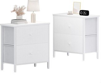 EPOWP White Nightstands Set of 2, 2 Drawer Dresser for Bedroom Night Stand Small Dresser End Table with Drawers Modern