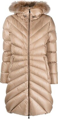 Contrast-Collar Quilted Coat